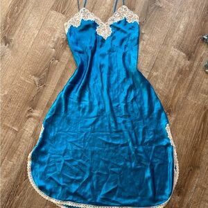Electric Blue and white lace Chemise